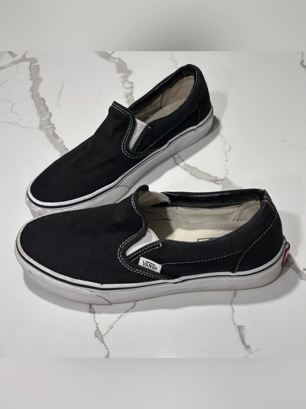 Vans Off The Wall Black White Slip-On Canvas Skater Shoes Sneakers Men’s 7